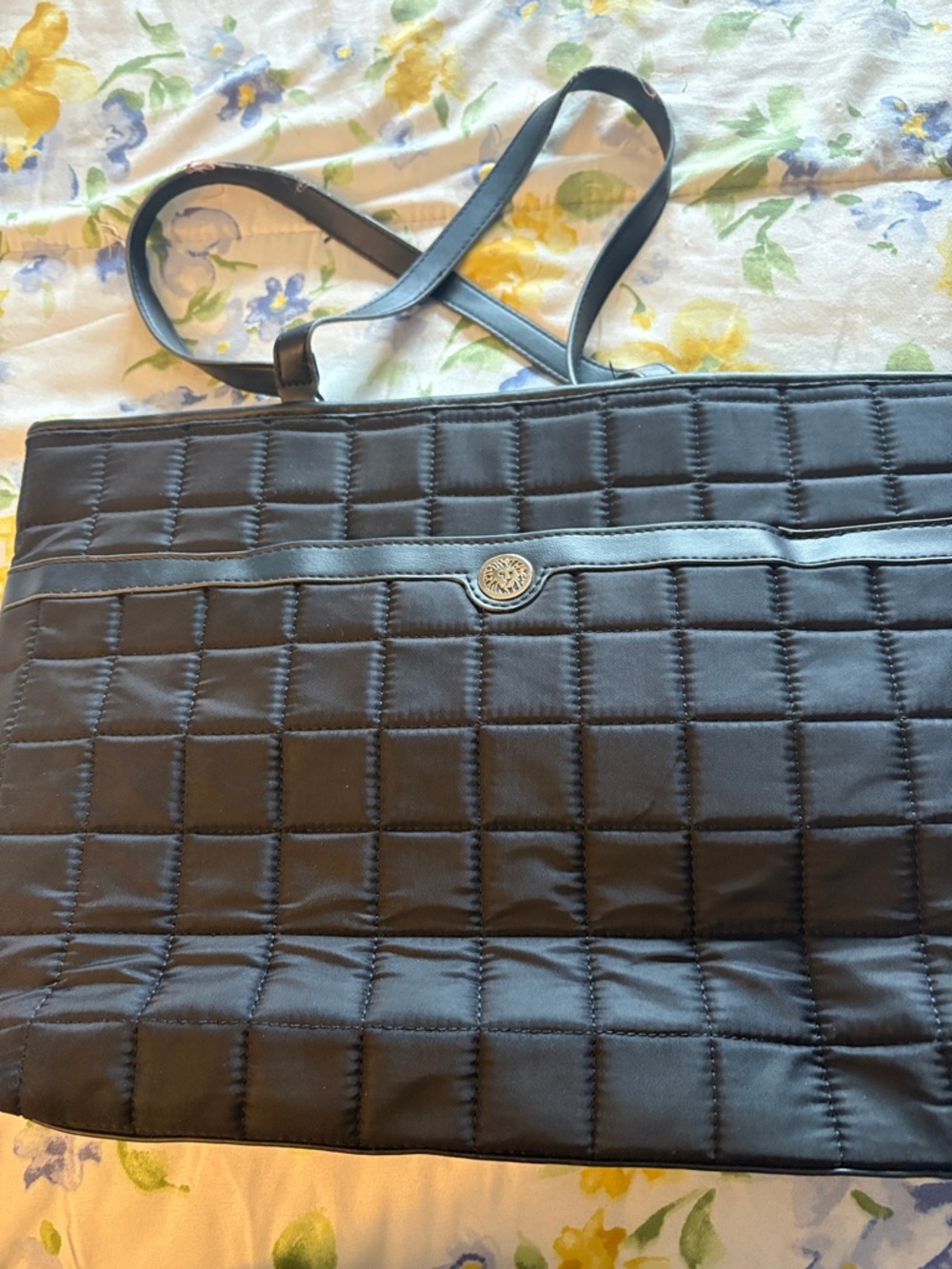 Anne Klein Black Quilted Laptop Tote